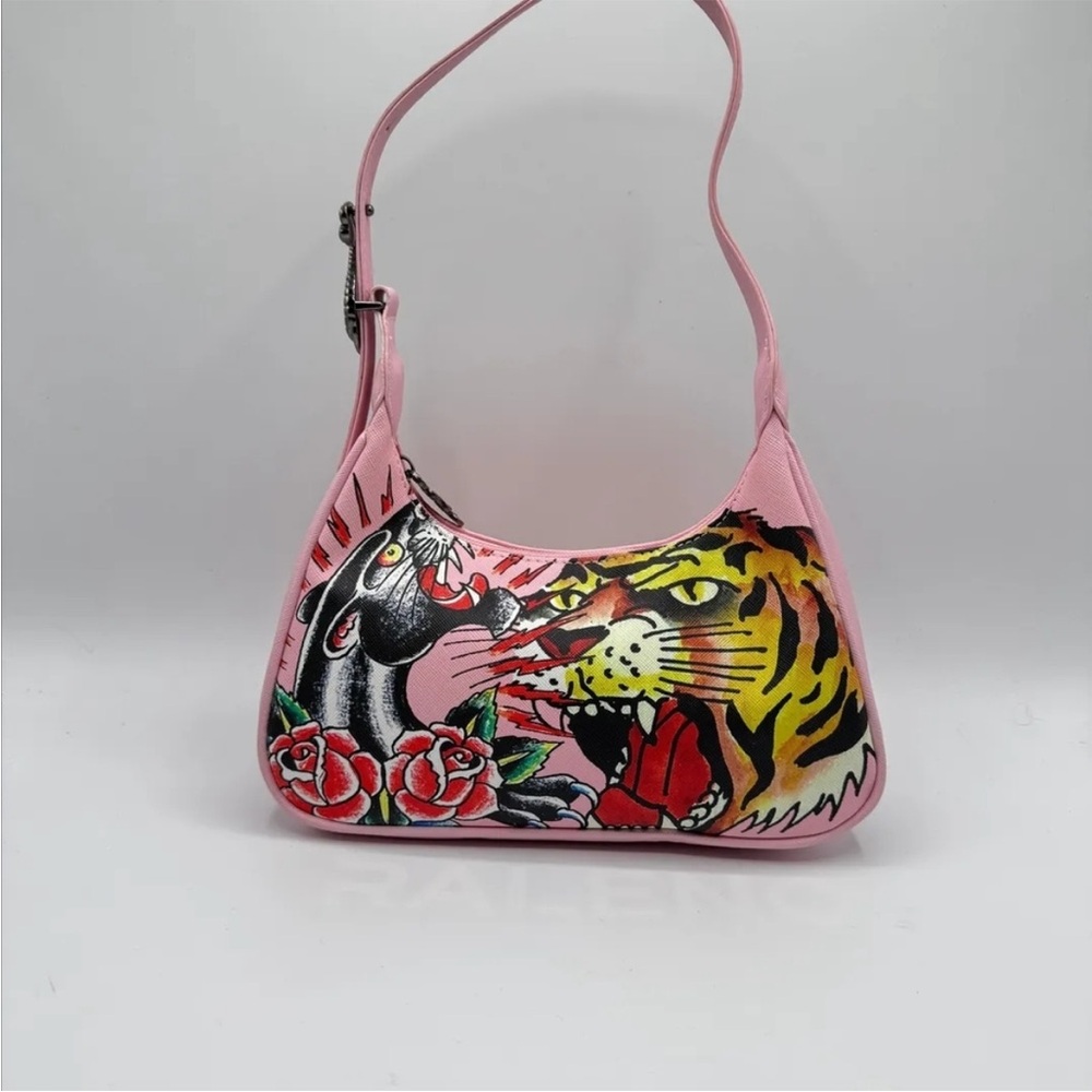 NWT Ed Hardy Pink Tiger & Panther Shoulder Bag - MSRP $200